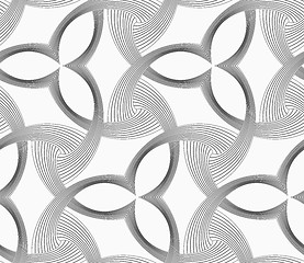 Image showing Monochrome three pedal flowers with striped triangles