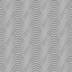 Image showing 3D striped interlocking waves on gray