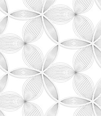 Image showing 3D white circle grid and striped flowers