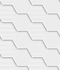 Image showing 3D white striped gray hexagonal net