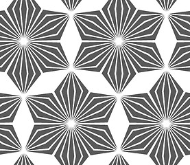 Image showing Monochrome striped six pedal rhombus flowers