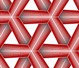 Image showing 3D colored red triangular striped grid