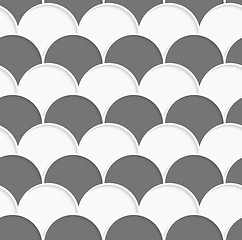 Image showing 3D white and gray overlapping half circles in rows