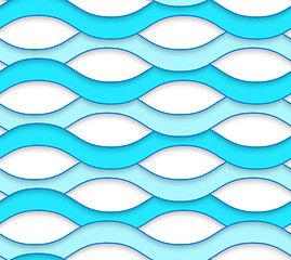 Image showing White embossed interlocking blue waves