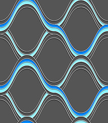 Image showing Blue embossed interlocking wavy lines