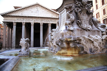 Image showing Pantheon with Fountain in Rome