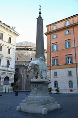 Image showing Monument of Elephant by Bernini on Piazza della Minerva in Rome,