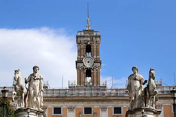 Image showing Statues of the Dioscuri on Piazza del Campidoglio in Rome, Italy