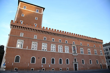 Image showing Piazza venezia in Rome, Italy, building balcony where it speak D