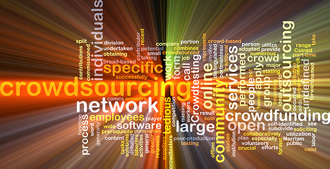 Image showing Crowdsourcing wordcloud concept illustration glowing