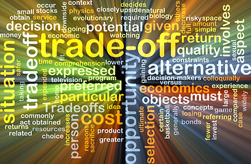 Image showing Trade-off wordcloud concept illustration glowing