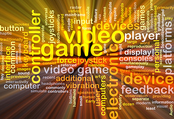 Image showing Video game wordcloud concept illustration glowing