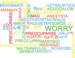 Image showing Worry multilanguage wordcloud background concept