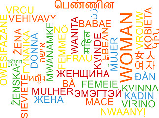 Image showing Woman multilanguage wordcloud background concept