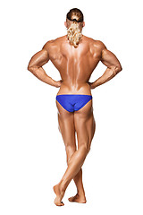 Image showing Attractive male body builder on white background