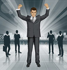 Image showing Vector Businessman With Hands Up