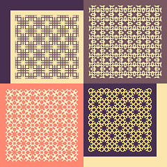 Image showing Set of four seamless patterns. Vintage geometric ornaments. 