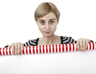 Image showing Woman holding a paper