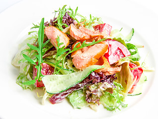 Image showing Salad mix with grilled salmon 