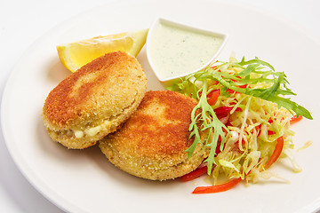 Image showing fishcakes with vegetables