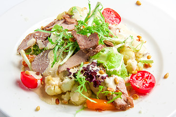 Image showing Vegetable salad with roasted turkey 