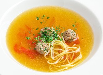 Image showing Vegetable soup with meatballs 