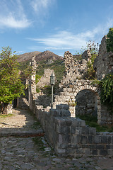 Image showing The high fortress walls, Stari Bar, Montenegro.