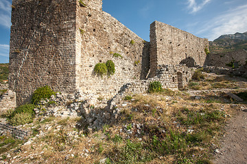 Image showing The high fortress walls, Stari Bar, Montenegro.