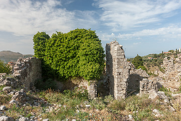 Image showing The high fortress walls, Stari Bar, Montenegro.