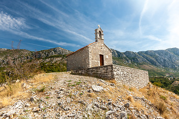 Image showing medieval Chapel in mountains. Montenegro