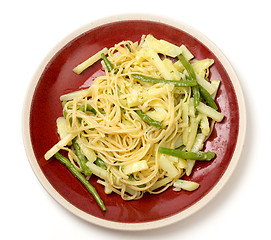 Image showing Ligurian style veg pasta with pesto