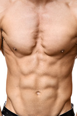 Image showing Abdominal muscle of young man