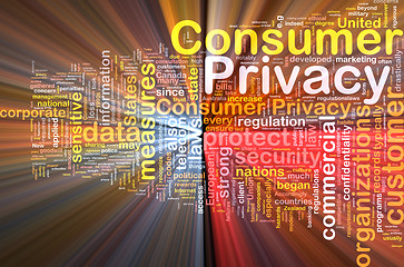 Image showing Consumer privacy background concept wordcloud glowing