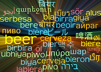 Image showing Beer multilanguage wordcloud background concept glowing