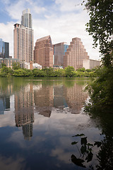 Image showing Austic City Skyline Under First Street Bridge Colorado River