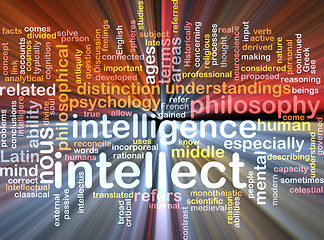 Image showing Intellect background wordcloud concept illustration glowing