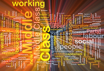 Image showing Middle class  background wordcloud concept illustration glowing
