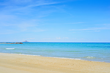 Image showing Sandy beach and sea