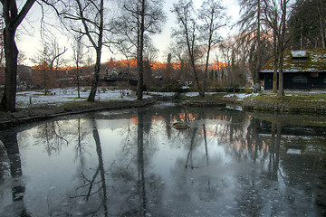 Image showing Sunset with reflections