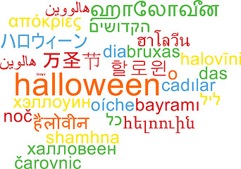 Image showing Halloween multilanguage wordcloud background concept