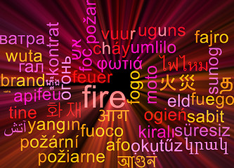 Image showing Fire multilanguage wordcloud background concept glowing