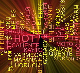 Image showing Hot multilanguage wordcloud background concept glowing