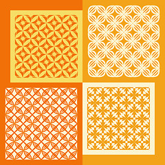 Image showing Set of four seamless patterns. Vintage geometric ornaments. 