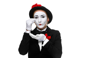 Image showing Portrait of the sad and crying mime 