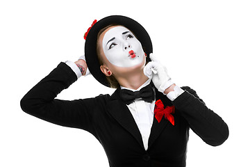 Image showing Portrait of the thoughtful and remembers mime 
