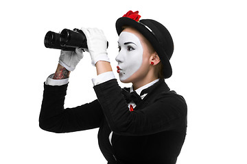 Image showing Portrait of the searching mime with binoculars