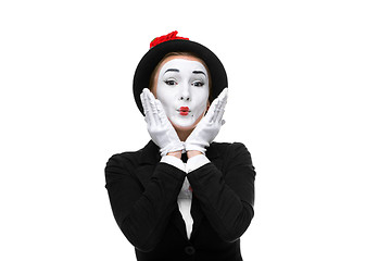 Image showing Portrait of the surprised and touched mime 