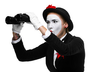 Image showing Portrait of the searching mime with binoculars