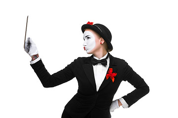 Image showing business woman in the image mime holding tablet PC