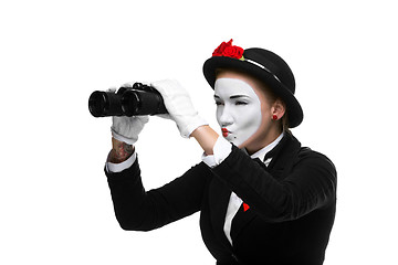 Image showing Portrait of the searching mime with binoculars